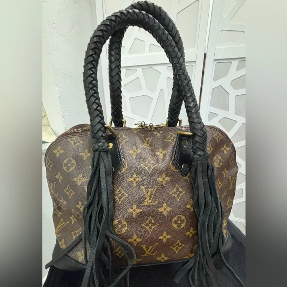 Designer Monogram Satchel - Custom Boho Handles & Fringe | Rare Piece